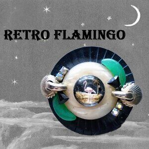 Pink Flamingo Lover Brooch Is Recycled Vintage on a Pin